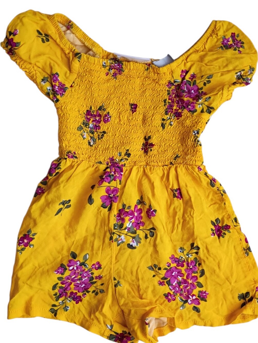 Place Yellow Floral Romper Size Girls 4 XS TP
